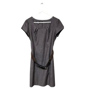 🟤AGB: Women’s size 14, brown/charcoal business short sleeve midi dress w/belt🟤